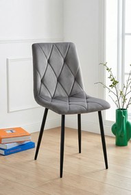 Ciemnoszare krzesło pikowane welurowe K8-L83