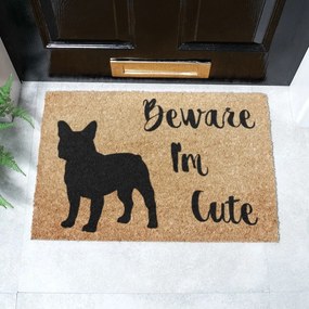 Wycieraczka z włókna kokosowego 40x60 cm Beware I'm Cute French Bulldog – Artsy Doormats