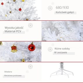 Choinka sztuczna biała 150 cm ze stojakiem HOMCOM | Aosom PL