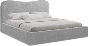Jasnoszare tapicerowane łóżko dwuosobowe ze schowkiem i stelażem 180x200 cm Kahai – Makamii