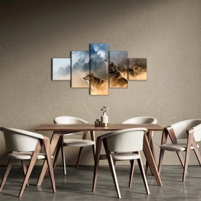 Obraz - wilki wyjące do księżyca (125x70 cm)