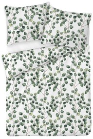 Matex Pościel satynowa Liście eukaliptusa akwarela, 140 x 200 cm, 70 x 90 cm