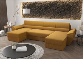 BEDANTE narożnik REBIU2 Poso 01 pomarańczowy z funkcją spania sofa w kształcie litery U z pojemnikiem na pościel