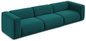 Turkusowa aksamitna sofa 319 cm Ekahi – Makamii