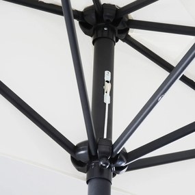 Outsunny Parasol Ogrodowy Półkolisty z Korbką Aluminiowy 293x150cm Kremowo Biały Czarny | Aosom PL