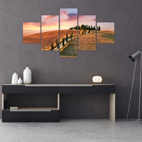 Obraz - Dom na wzgórzu, Toskania, Włochy (125x70 cm)