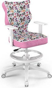 Obrotowe krzesło do biurka Duo White rozmiar 6 (159-188 cm) z wzorami i podnóżkiem