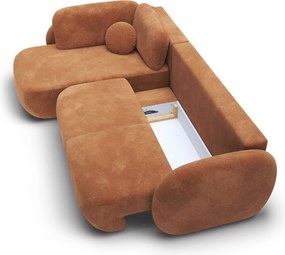 Masseno Narożnik AMICO z funkcją spania i pojemnikiem na pościel Narozniki L, Rozkładana sofa - Brązowy, EGON 42