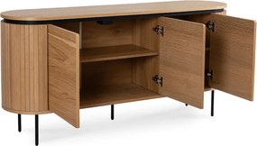 Komoda do Salonu BECK 160 cm Dąb Trzydrzwiowa Ryflowana Nowoczesna