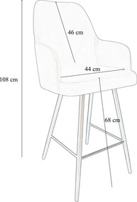 Hoker Westa krzesło barowe tkanina Welur podstawa metalowa luksusowy klimat wnętrza : Kolor nogi - Czarna stożek, Kolor tkaniny - VELVET - BL14, Typ siedziska - Siedzisko stałe