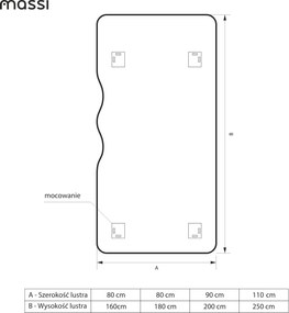 Lustro dekoracyjne oszlifowane z podświetleniem WAVE Aura LED  | Różne rozmiary | Różne kolory : Kolor tafli szkła - Brąz, Rozmiar - 80 x 180 cm