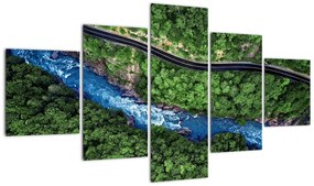 Obraz - Rzeka między górami, Kaukaz, Rosja (125x70 cm)