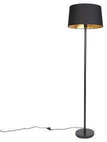 Nowoczesna lampa stojąca czarna z czarnym kloszem 45 cm - Simplo