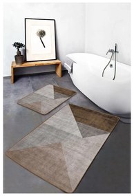 Szaro-brązowe aksamitne dywaniki łazienkowe zestaw 2 szt. 60x100 cm – Mila Home