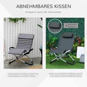 Krzesło Bujane Outsunny Ergonomiczne Ogrodowe Tekstylina Kulisty Design Komfort i Styl Szary | Aosom PL