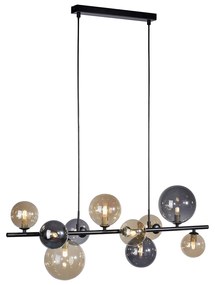 Lampa wisząca art deco czarna z dymionym i złotym szkłem 10-świateł - Wess ArtDeco Oswietlenie wewnetrzne