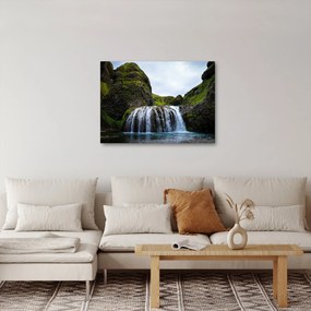 Obraz klifu z wodospadem (70x50 cm)