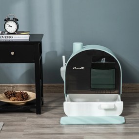 PawHut kuweta dla kota z filtrem powietrza dla kotów do 5 kg, kolor zielony + biały + czarny, dł. 43 x szer. 44 x wys. 47 cm | Aosom PL