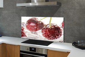 Panel szklany do Kuchni Czereśnie w Kroplach Wody