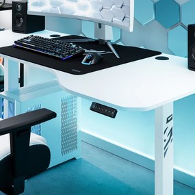 Biurko gamingowe z regulacją wysokości Diablo X-Tensio 160 cm, kolor biały