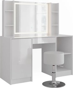 Stół do toalety biały/biały wysoki połysk 128.2x50.1x76 sherry