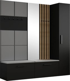 Masseno Garderoba MODULO 201,2/204/40 cm do Przedpokoju Nowoczesna Czarna