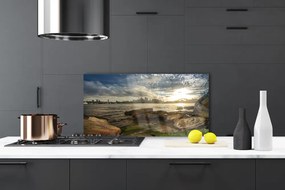 Szkło Dekoracyjne do Kuchni Panorama Portowego Miasta