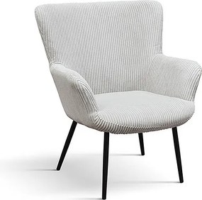 Jasnoszary fotel z tkaniny z efektem aksamitu i antracytowymi nogami - MEGEVE