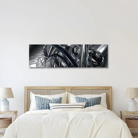 Obraz szarej abstrakcji z niebieskim (170x50 cm)