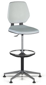 Krzesło robocze ALLOY PU, wysokie, ślizgacze, szare