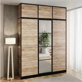 Szafa trzydrzwiowa z lustrem WZÓR 1 COSTA 3D DĄB CRAFT ZŁOTY z nadstawką