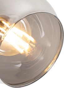 Reflektor art deco czarny z przydymionym szkłem i drewnem - Vidro