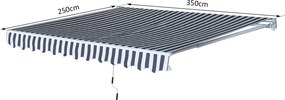 Outsunny markiza przegubowa markiza składana z korbką ręczną aluminium 3,5 x 2,5 m kolor szary+biały
