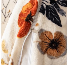 PrzytulneMieszkanie.pl PrzytulneMieszkanie.pl PrzytulneMieszkanie.pl Zestaw pościeli z mikropluszu PAPAVA kremowy + prześcieradło z mikropluszu SOFT 90x200 cm białe, pojedyncze łóżko