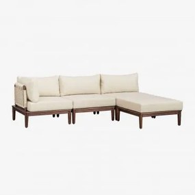Modułowa Sofa Narożna Z 3 Części I Pufem Z Akacji Giulia Kremowa - Sklum