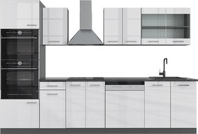 Aneks kuchenny biały wysoki połysk/antracyt 300x60x81.6 r-line