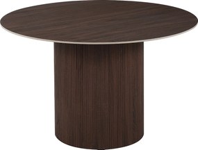 Okrągły stół jadalniany dla 4 osób – Blat z ceramiki w efekcie orzecha – Ciemny naturalny – ESME