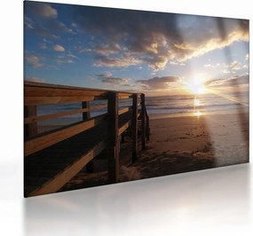 Obraz na szkle - molo, plaża i morze (70x50 cm)