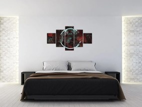 Obraz - Neonowe koło między palmami (125x70 cm)