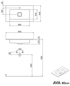 Szafka podumywalkowa AVA 80 cm