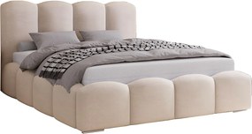 Łóżko do sypialni 180x200 cm Zenna - pojemnik, stelaż, aksamit - beżowy (Magic Velvet 2201)