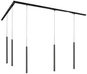 Nowoczesny system oświetlenia szynowego z 5 lampami wiszącymi czarny 1-fazowy - Iconic Frini Nowoczesny Oswietlenie wewnetrzne