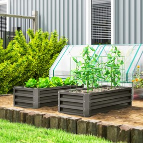 Outsunny Metalowe podwyższane grządki 2 sztuki otwarte dno do ogrodu i na balkon 110x50x30 cm ciemnoszare | Aosom PL