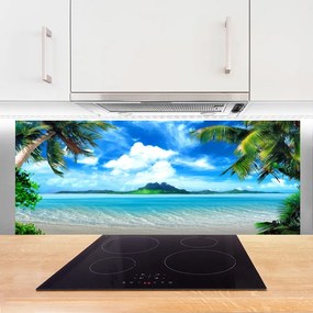 Szkło do Kuchni na Ścianę Tropikalna Plaża pod Palmami