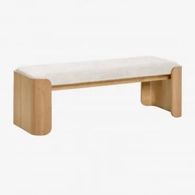 Ławka Z Drewna Kauczukowego I Forniru Lofren Naturalna & ↔︎ 120 Cm & Bukla Kremowy Beż - Sklum