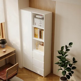 Regał Loft Biały 177 cm – Biblioteczka z 3 Szufladami i Półkami