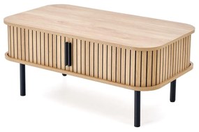 Ława z zamykaną półką, MDF naturalny/czarny 90/50/40 ANGELINA