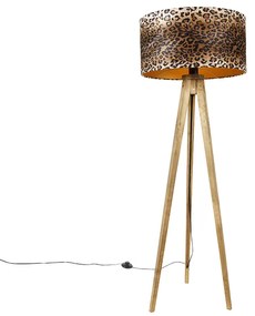 Rustykalny / Vintage statyw z lampą w panterkę 50 cm - Tripod Classic klasyczny/Antyczny Oswietlenie wewnetrzne