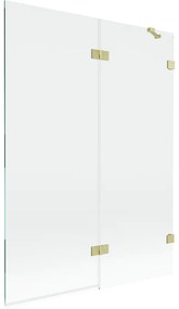 Mexen Lunar parawan nawannowy 2-skrzydłowy prawy 130 x 150 cm, transparent, złoty szczotkowany - 897-130-100-55-00-P