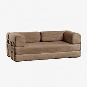Sofa Rozkładana Dwuosobowa Z Weluru Pakowana Próżniowo Igone Sztruks W Kolorze Piaskowo-brązowym - Sklum